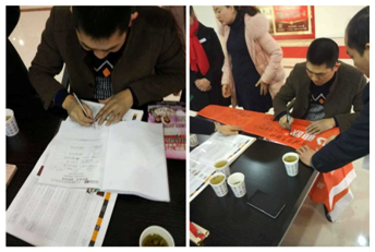 寧波華生迪歐陳總在反饋表及旗幟上簽字