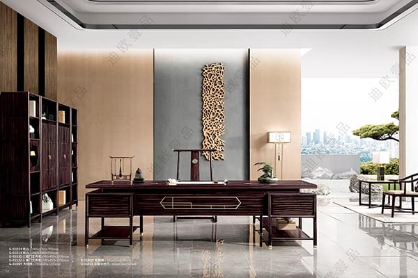 新品-“觀”系列-全實(shí)木老板辦公室家具配套-迪歐壹品