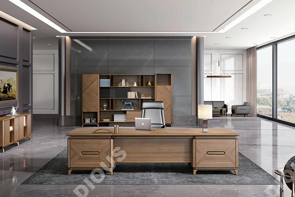 新品-北歐系列-輕奢板木總裁辦公桌-迪歐家具