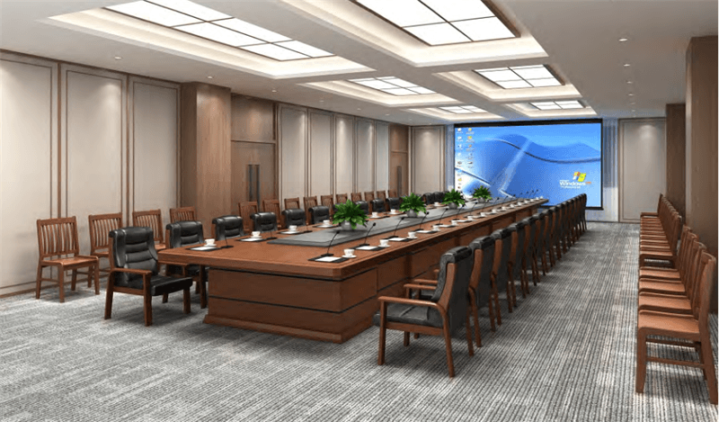 公司企業(yè)大會議室長形會議臺